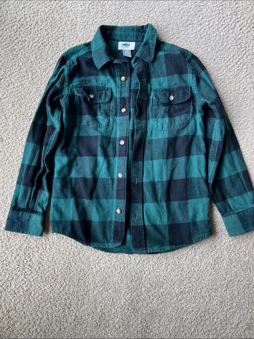 Old Navy Green and Black Plaid Flannel Shirt